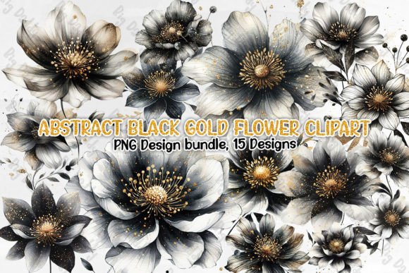 Download Abstract Black Gold Flower Clipart PNG - Flower clipart png Collection