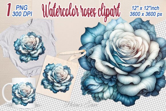 Download Blue Watercolor Rose Flower Clipart Png - Flower clipart png Collection