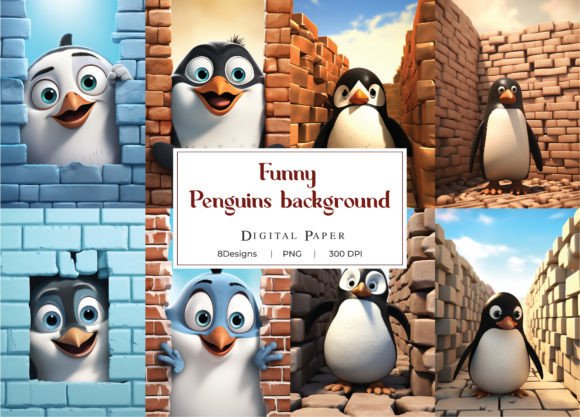 Download 3D Funny Penguin Christmas Background - Background Collection