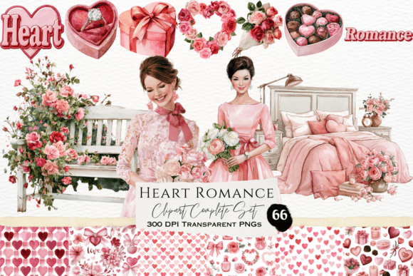 Download Heart Romance Watercolor Clipart Set - Watercolor clipart set Collection