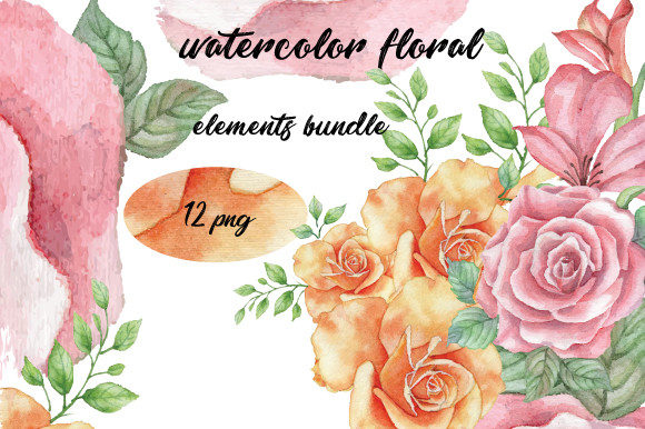 Download Watercolor Floral Elements Bundle, 601 - Premium Bundle