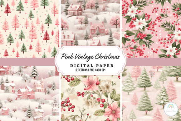 Download Vintage Pink Christmas Background - Background Collection