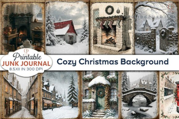 Download Cozy Christmas Background Junk Journal - Background Collection