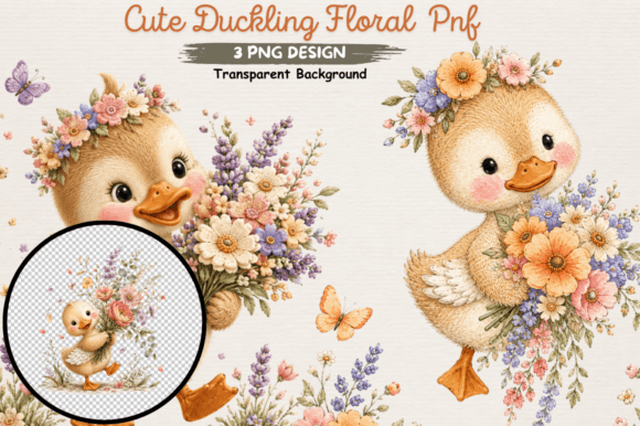 Download Adorable Duckling Flower Clipart PNG - Premium Resources