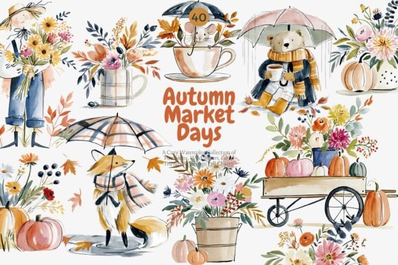 Download Autumn Harvest Watercolor Clipart Set - Watercolor clipart set Collection
